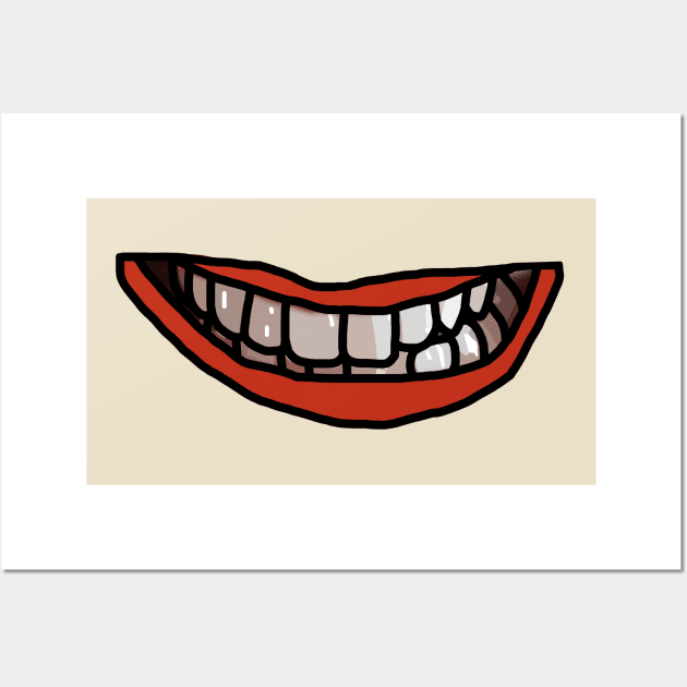 White Teeth Red Lips Mouth Wall Art by ellenhenryart
